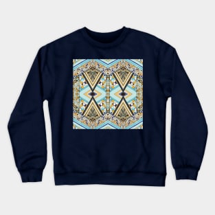 Handmade Blue and Yellow Geometry Crewneck Sweatshirt